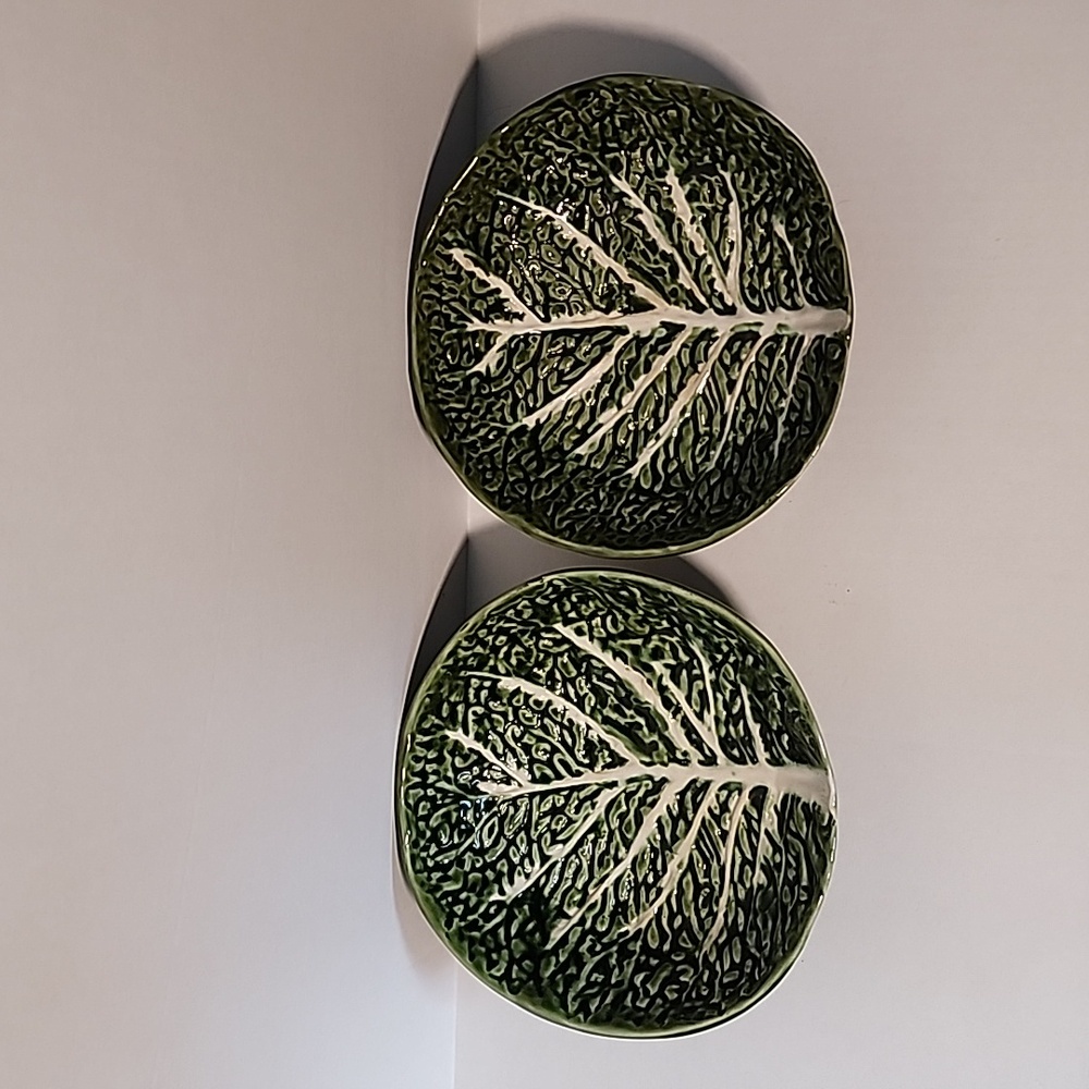 Vintage BF Portugal Green Cabbage Leaf Bowls